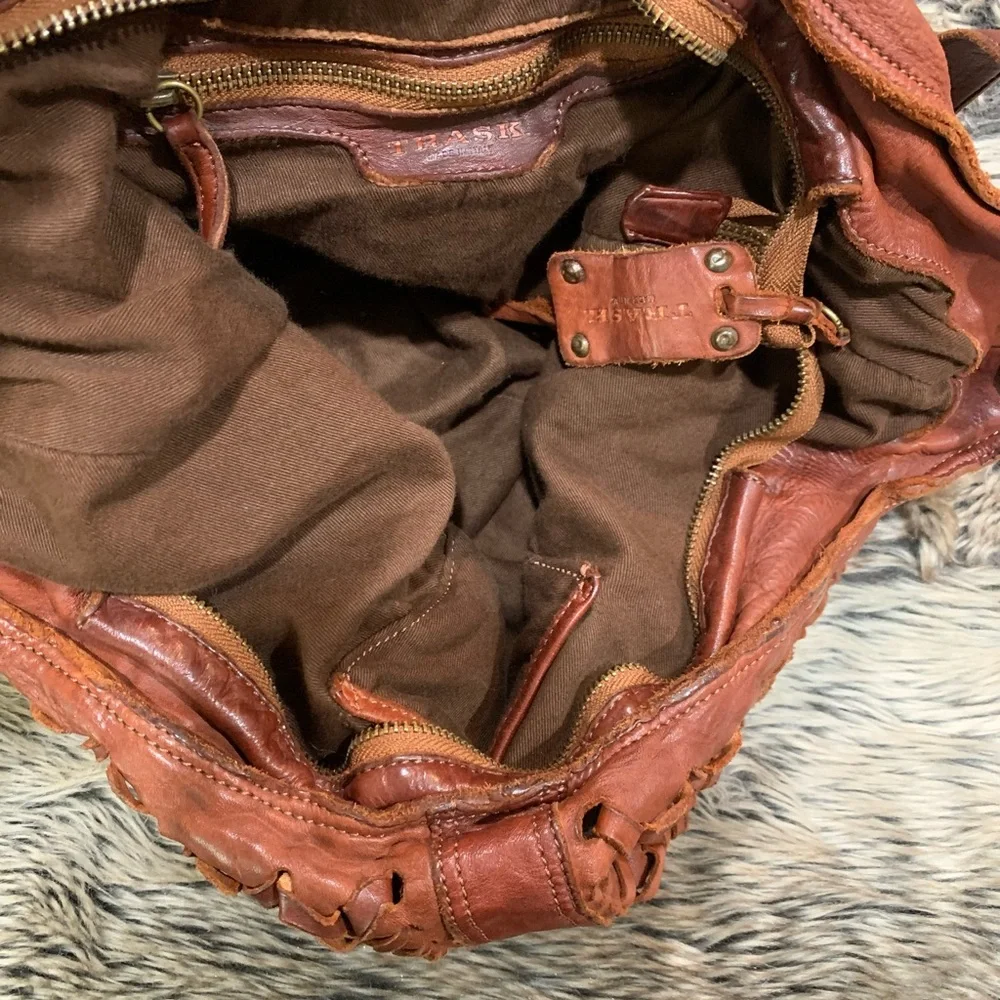 Trask Laurel Woven Hobo Handbag Leather